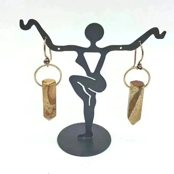 Handcrafted Copper Earrings with Jasper - Picture 1 of 1